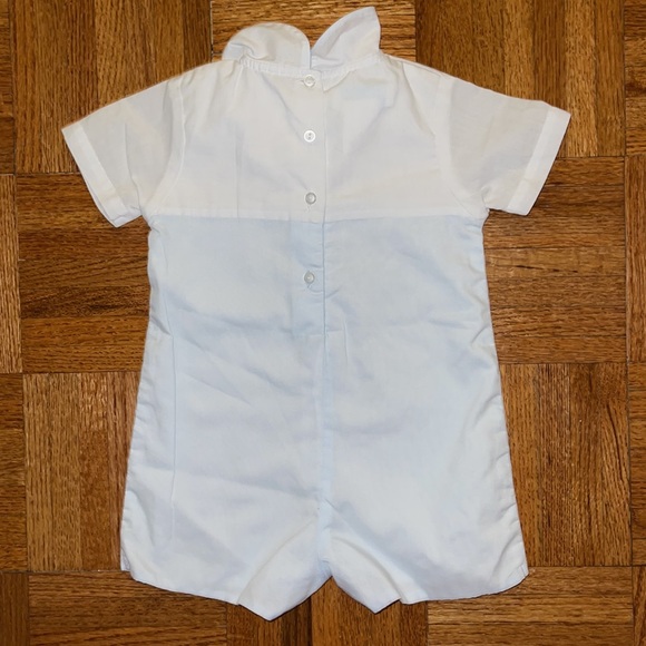 Petit Ami blue and white one Piece fleur-de-lis embroidery 6 months - Picture 3 of 9